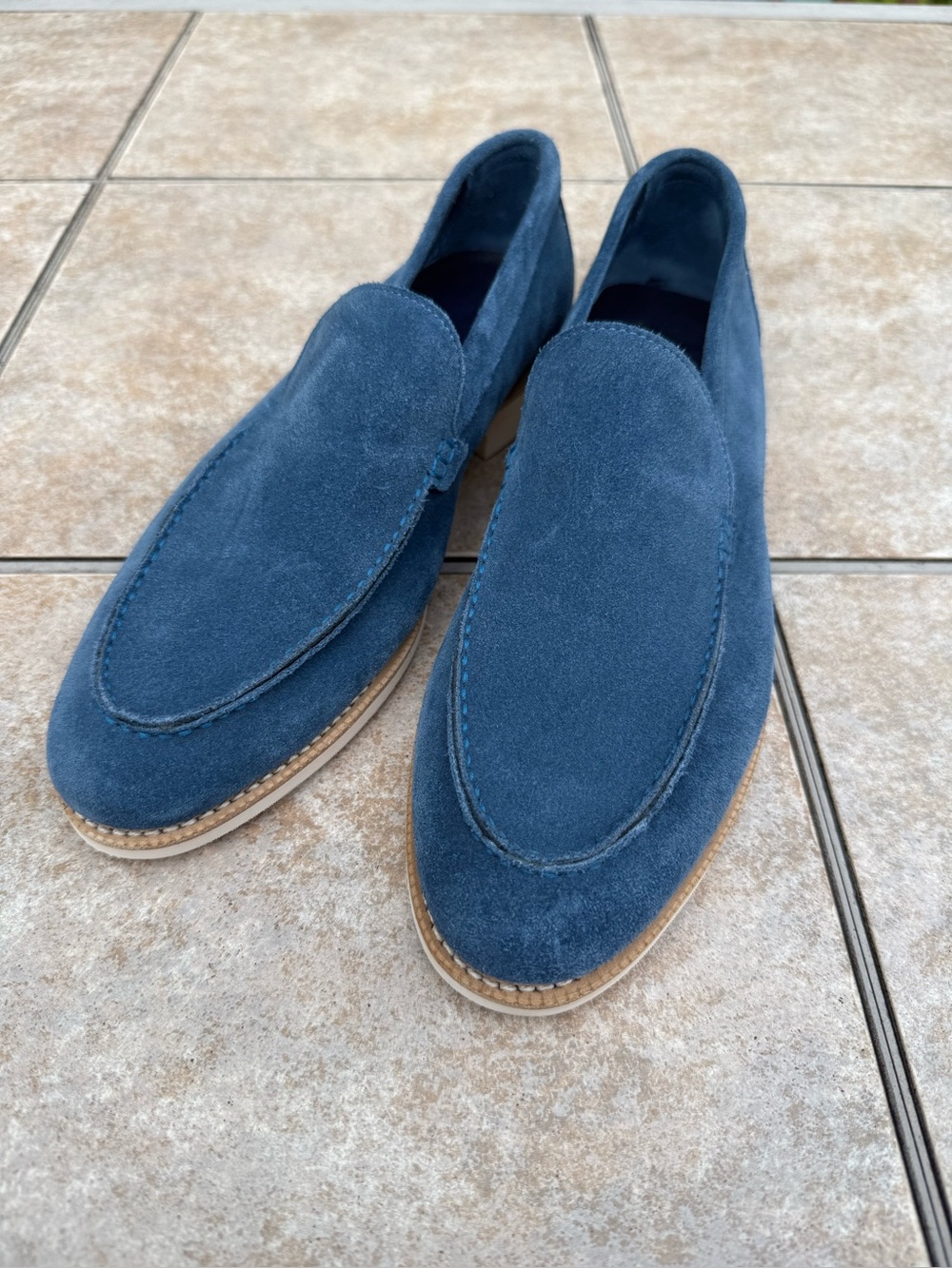 Meermin Blue Suede Slip-On Loafers - Men's